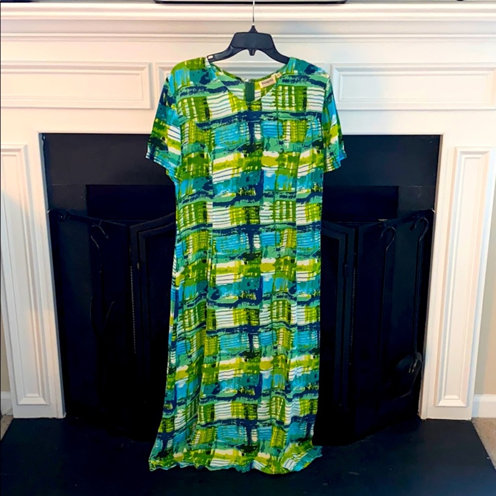 Vintage Vangelis Blue Green Dress